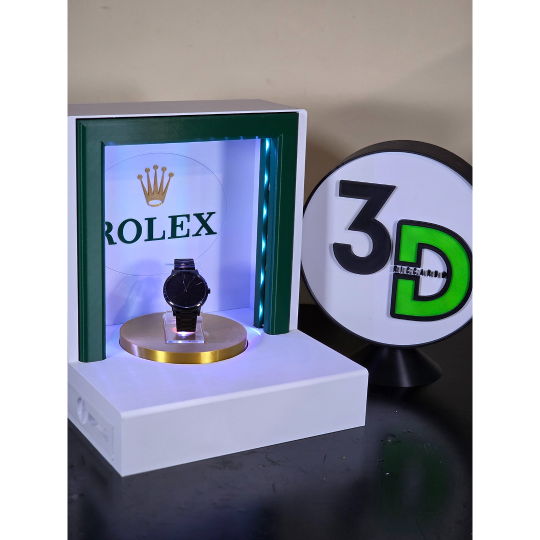 Espositore per Orologi Personalizzabile con Piatto Girevole Illuminato a LED - Rolex