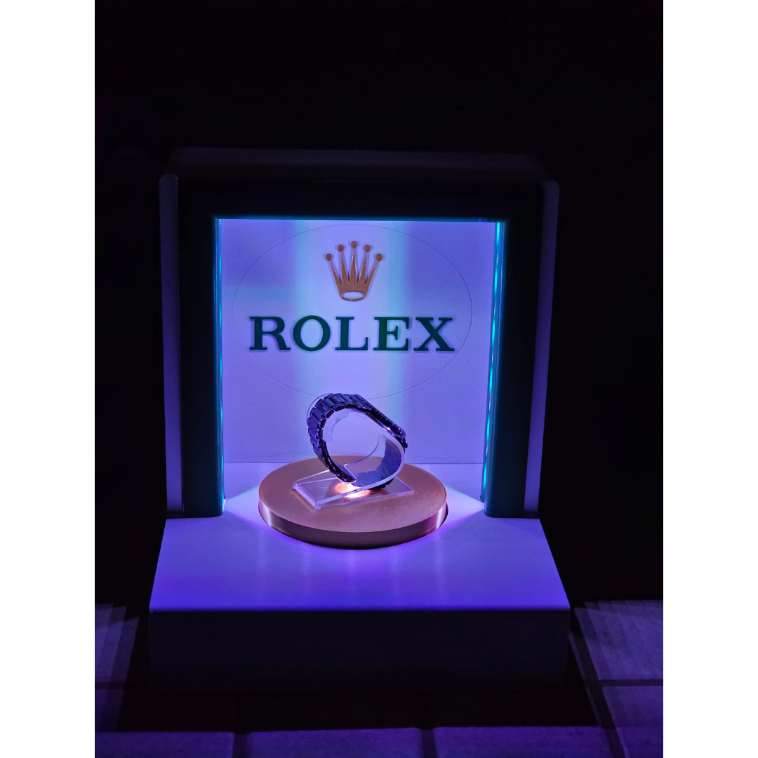 Espositore per Orologi Personalizzabile con Piatto Girevole Illuminato a LED - Rolex