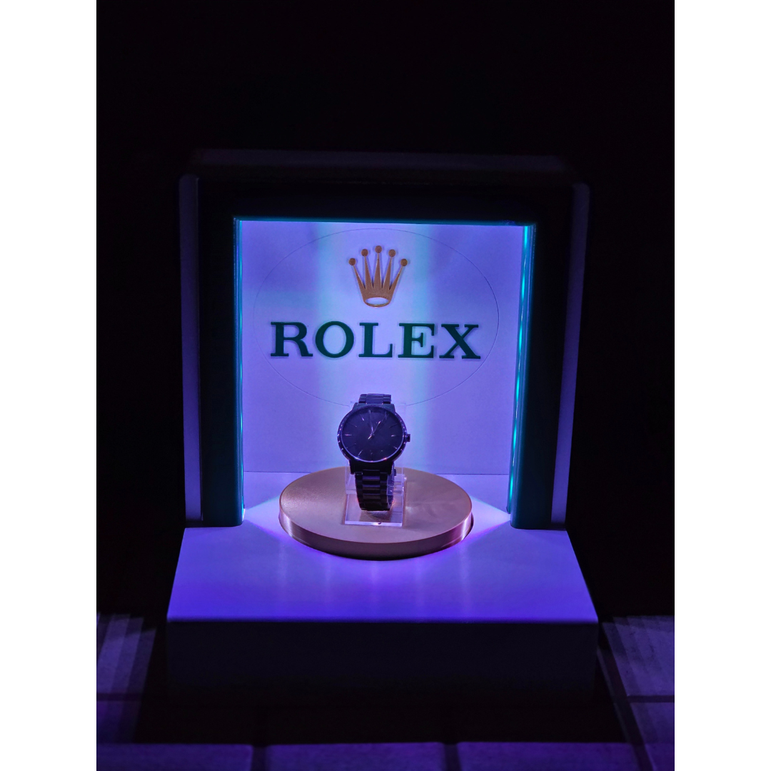 Espositore per Orologi Personalizzabile con Piatto Girevole Illuminato a LED - Rolex