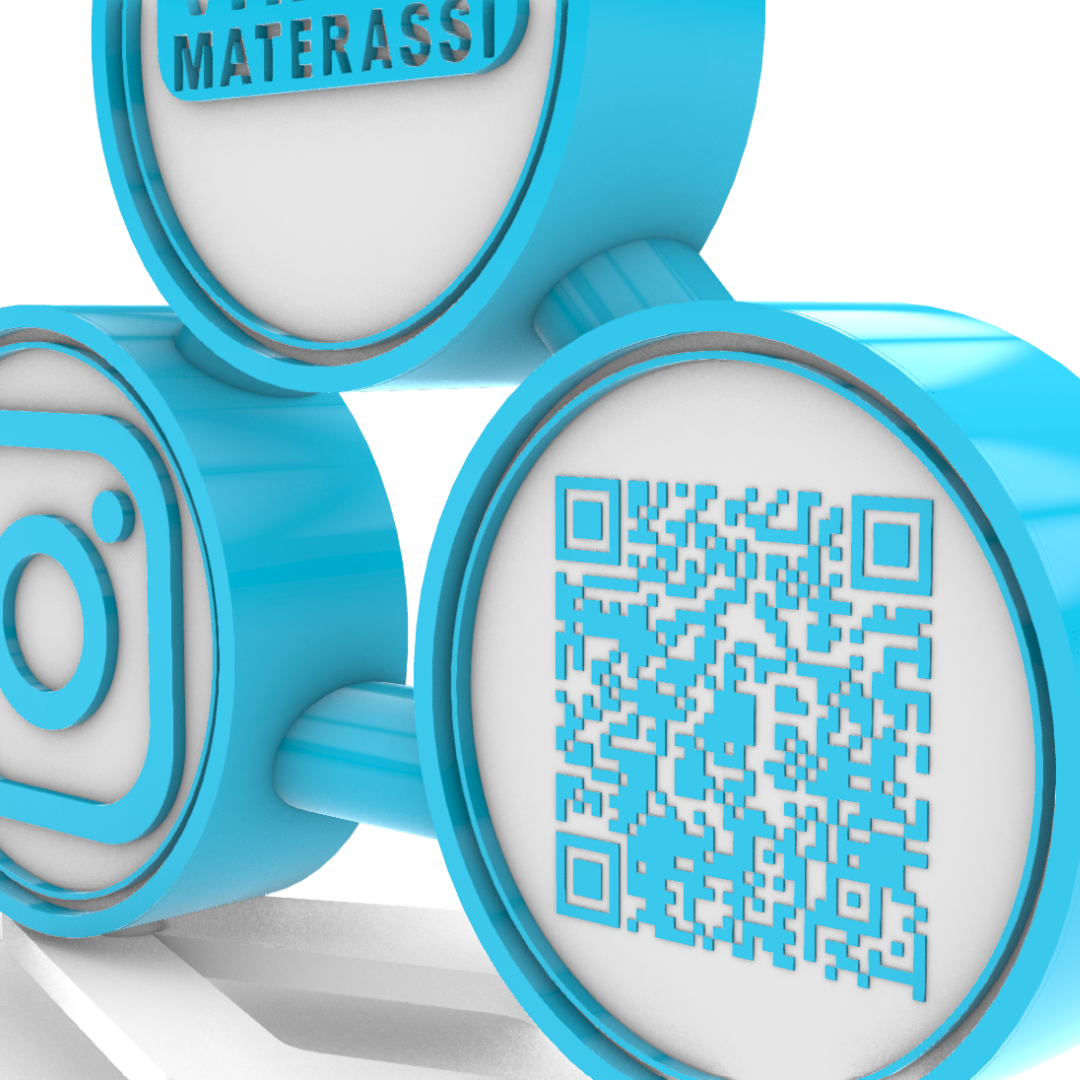 Codice QR (QR code) e Logo Aziendale su piedistallo