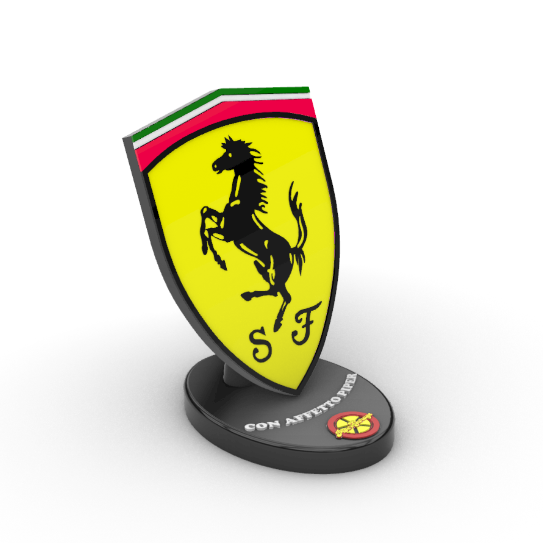 Idea Regalo Logo Ferrari su Piedistallo con Dedica
