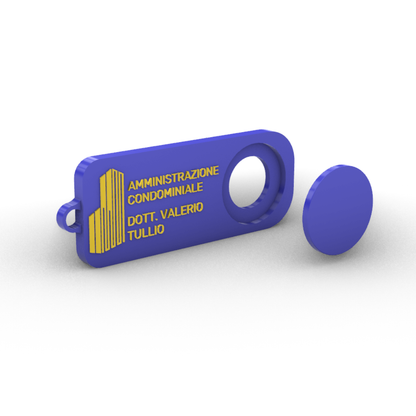 Portachiavi Personalizzato con Gettone per Carrello della Spesa - Versione Rettangolare
