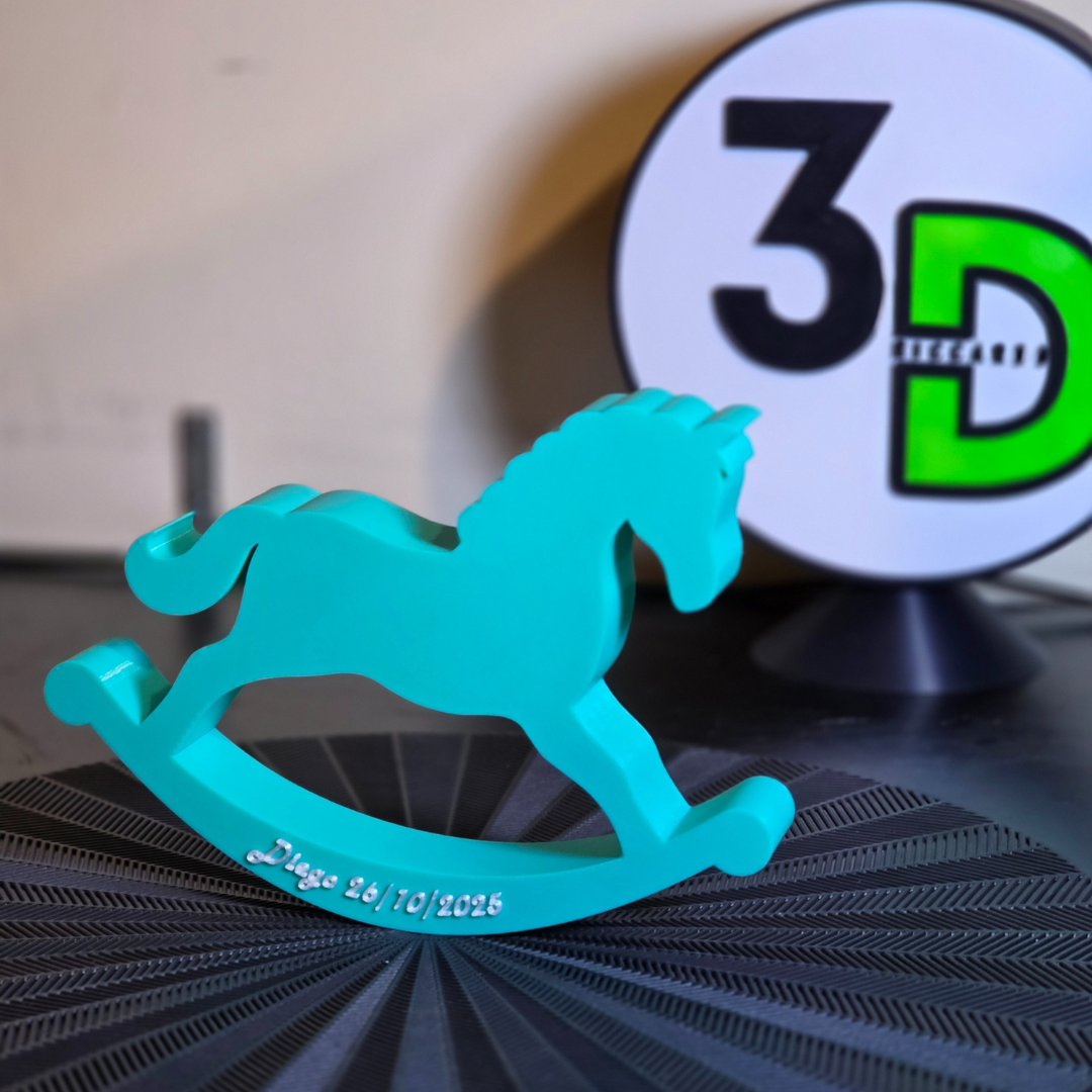 Cavallo a Dondolo in 3D con Dedica - Soprammobile Personalizzato