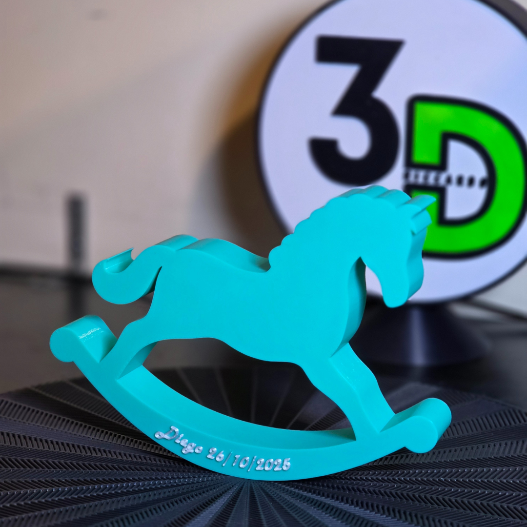 Cavallo a Dondolo in 3D con Dedica - Soprammobile Personalizzato