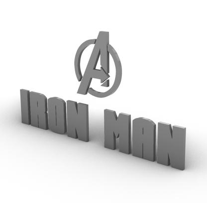 Scritta Decorativa Iron Man e Logo Avengers