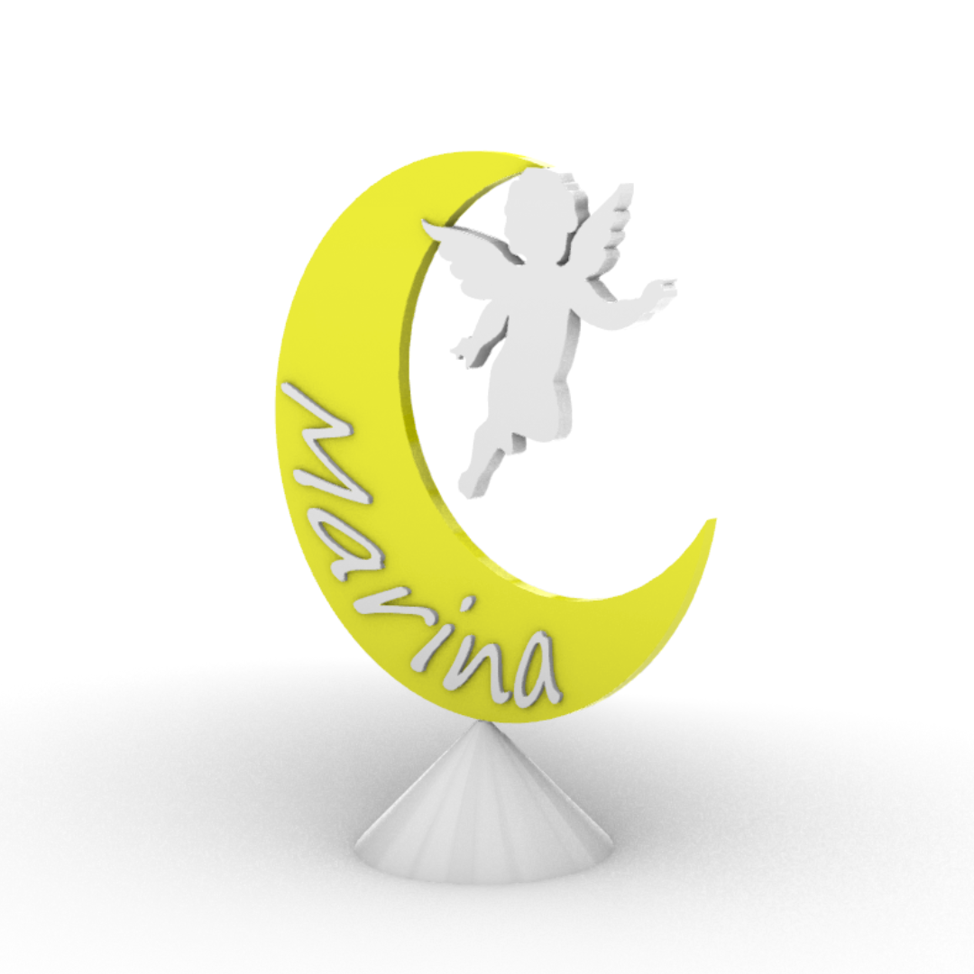 Luna Con Angelo - Idea Regalo Personalizzata