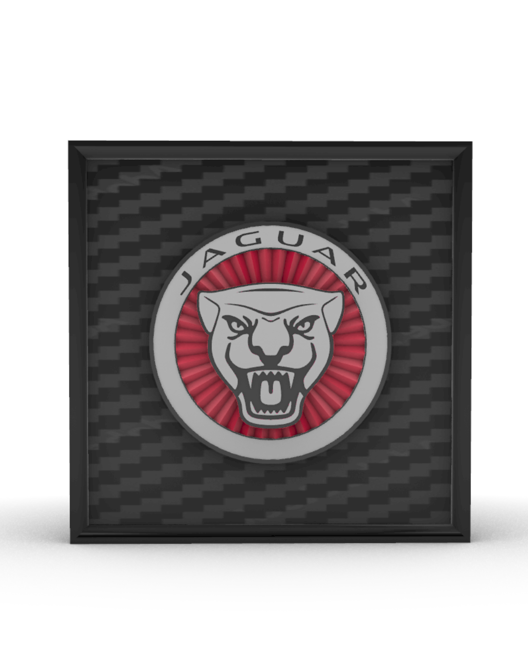 Quadro con Sfondo Texture Fibra di Carbonio - Logo Jaguar