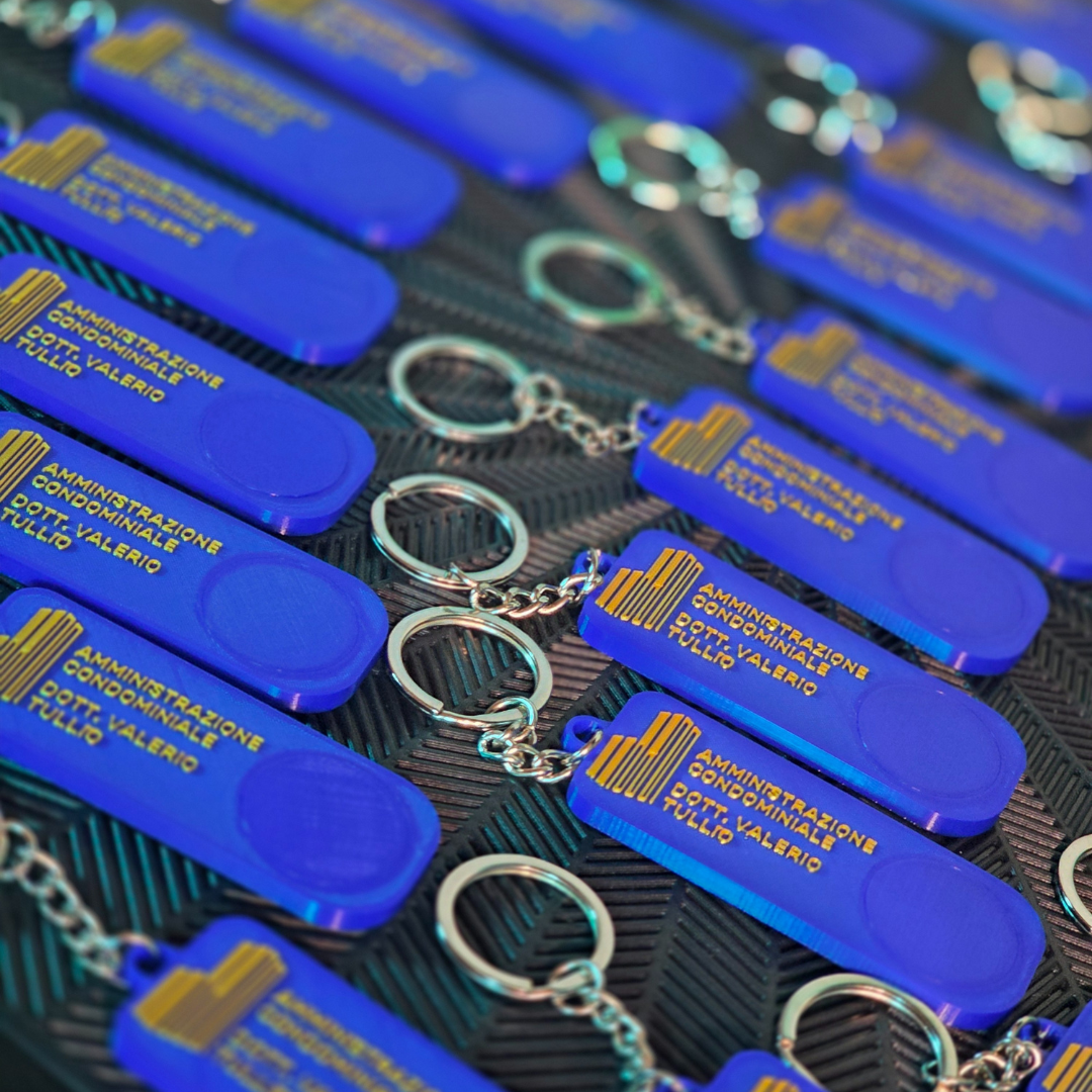 Portachiavi Personalizzato con Gettone per Carrello della Spesa - Versione Rettangolare