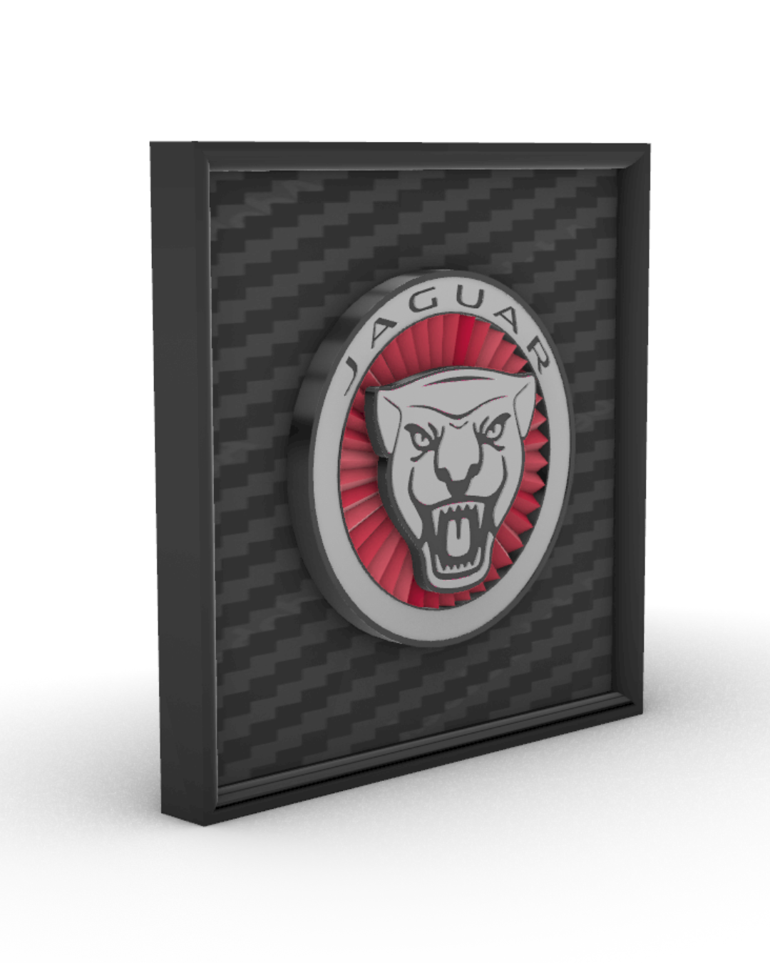Quadro con Sfondo Texture Fibra di Carbonio - Logo Jaguar