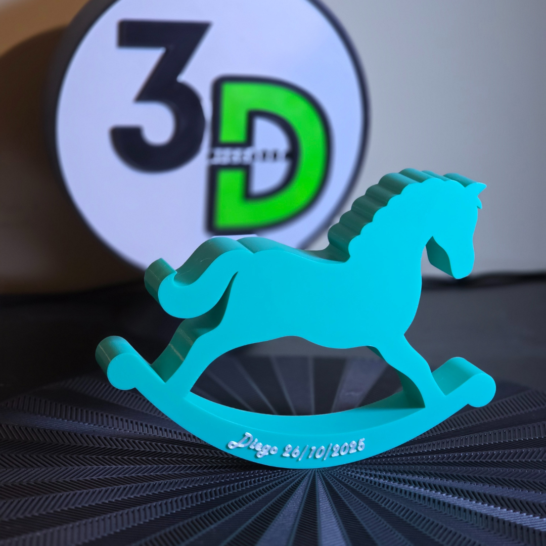 Cavallo a Dondolo in 3D con Dedica - Soprammobile Personalizzato