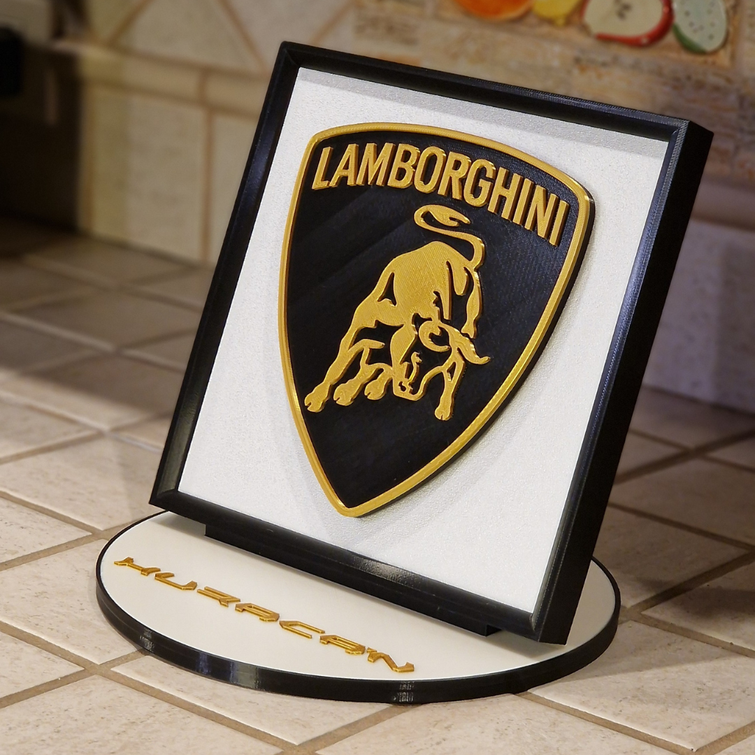 Quadro Lamborghini Huracan con Sfondo Texture e Piedistallo Removibile