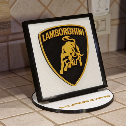 Quadro Lamborghini Huracan con Sfondo Texture e Piedistallo Removibile