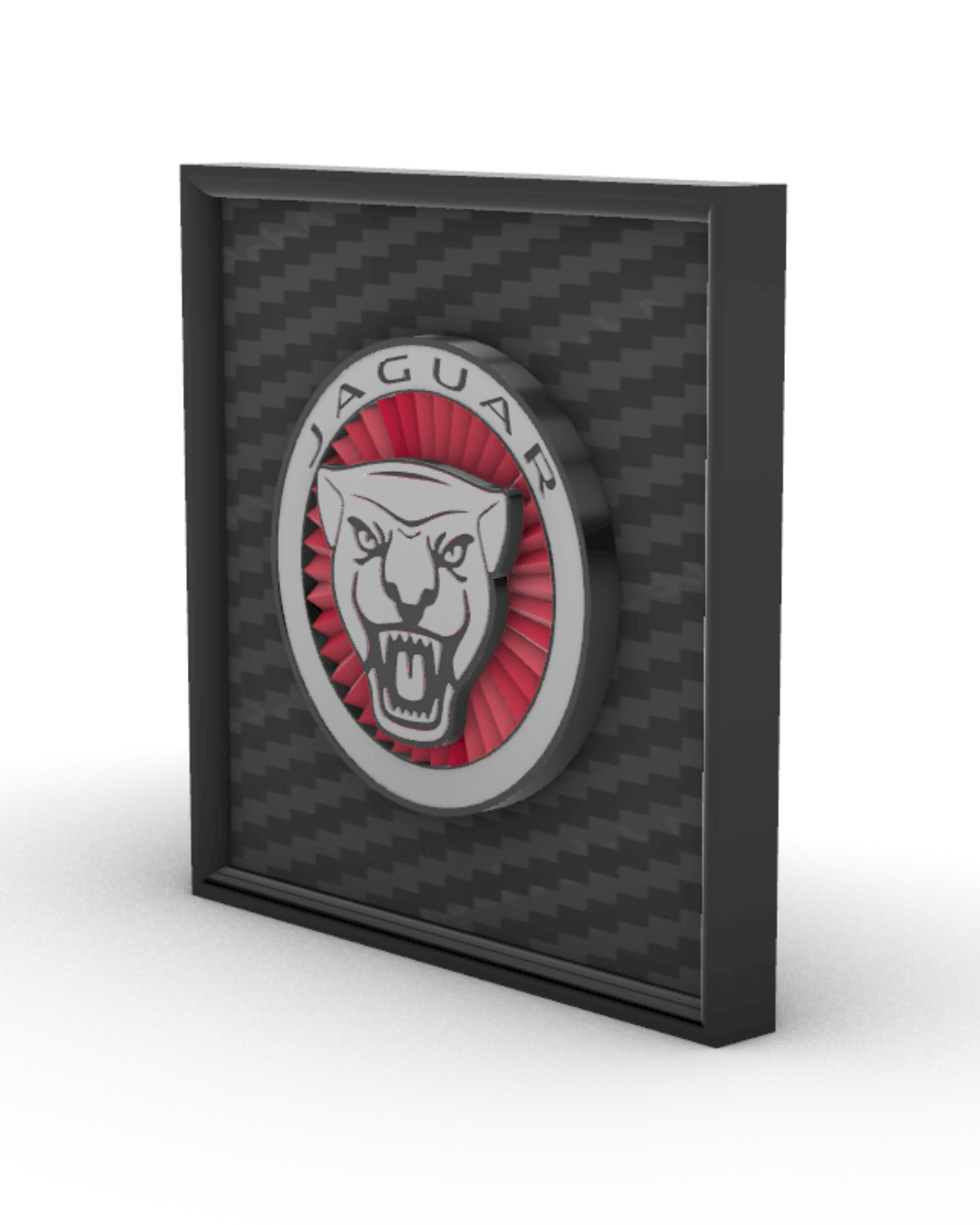 Quadro con Sfondo Texture Fibra di Carbonio - Logo Jaguar