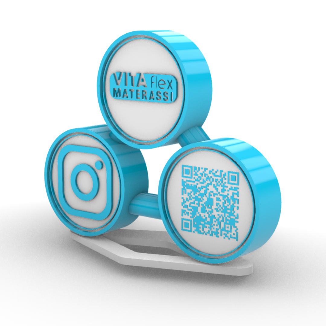 Codice QR (QR code) e Logo Aziendale su piedistallo