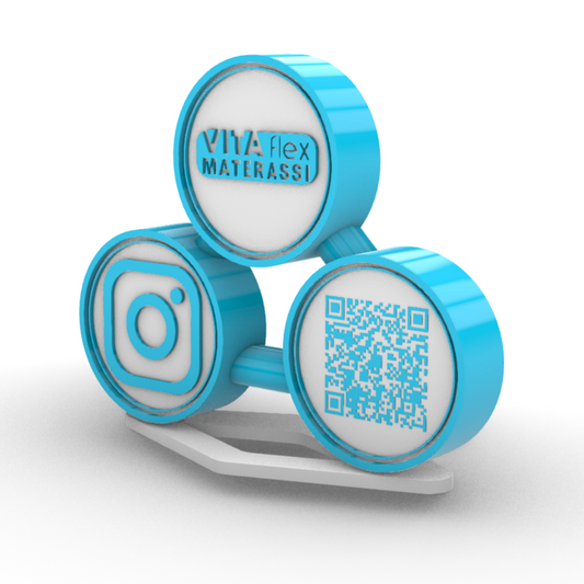 Codice QR (QR code) e Logo Aziendale su piedistallo