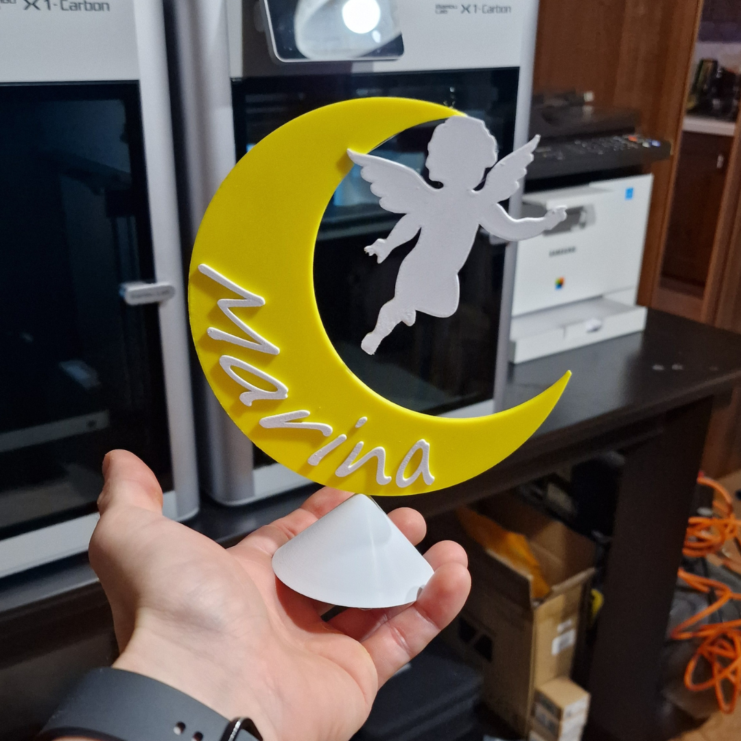Luna Con Angelo - Idea Regalo Personalizzata
