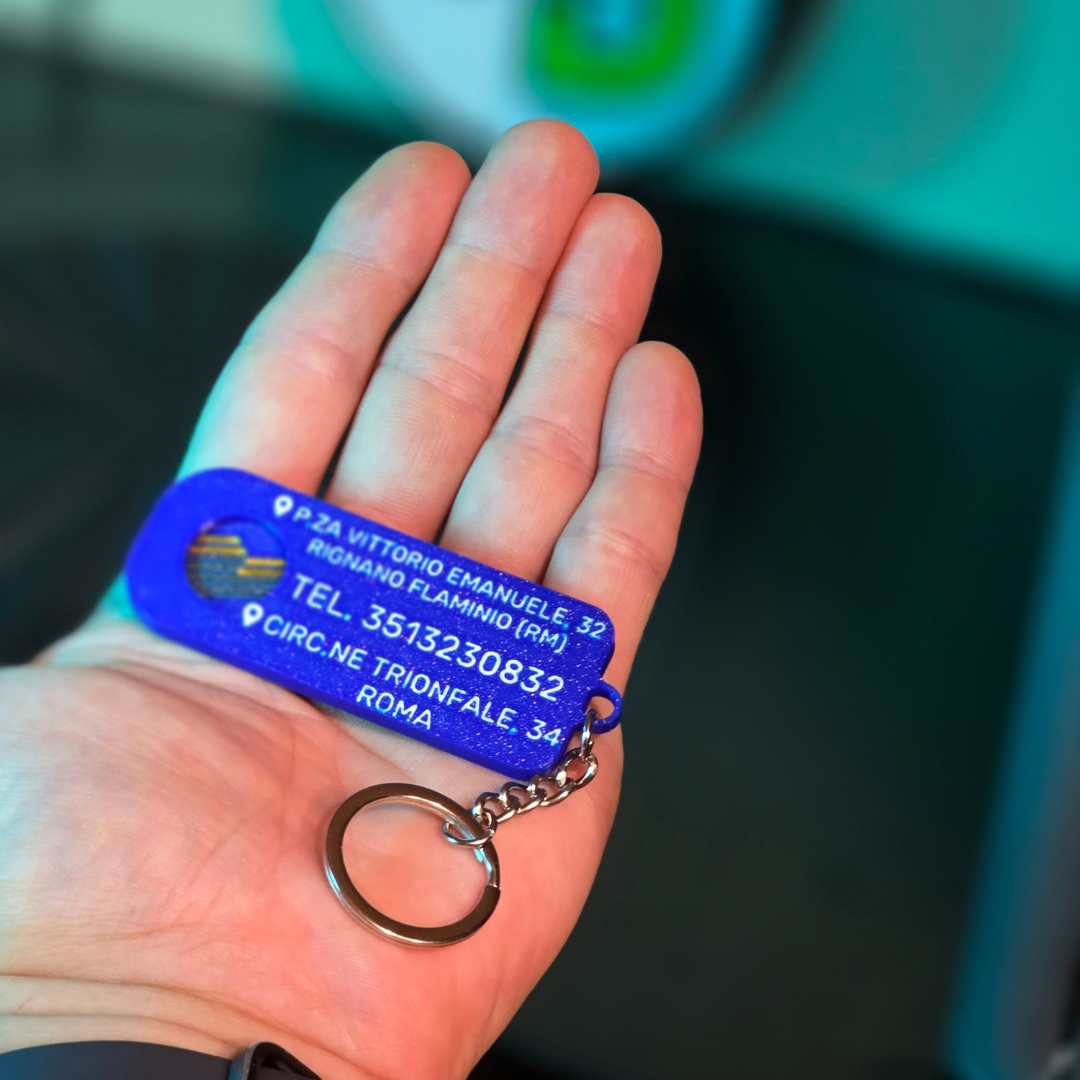 Portachiavi Personalizzato con Gettone per Carrello della Spesa - Versione Rettangolare