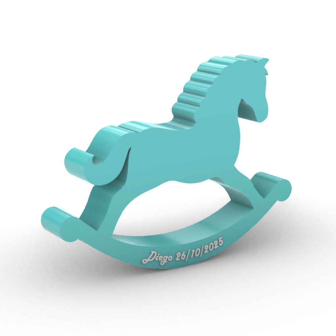 Cavallo a Dondolo in 3D con Dedica - Soprammobile Personalizzato