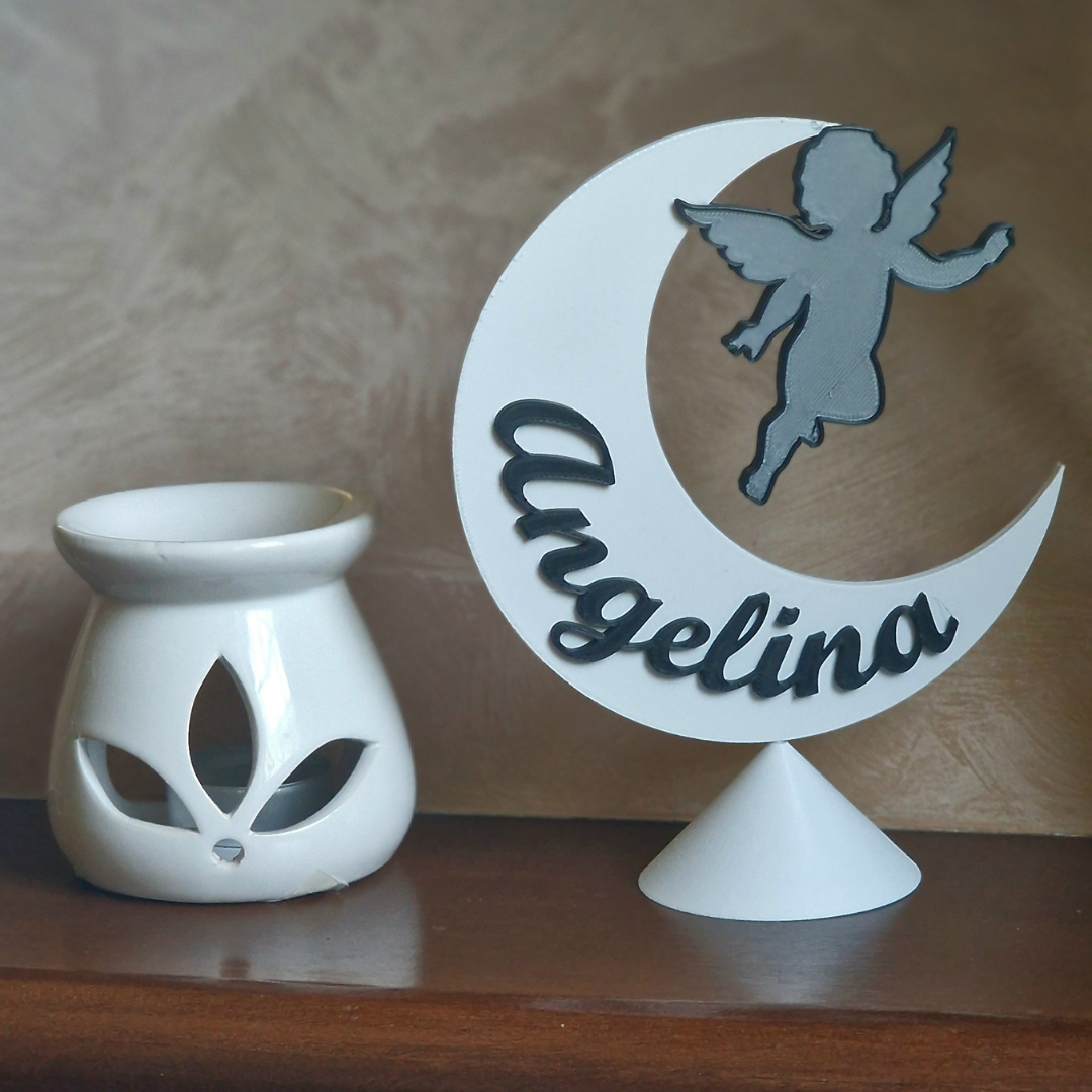 Luna Con Angelo - Idea Regalo Personalizzata