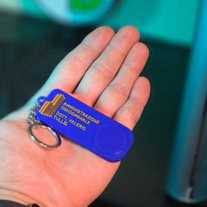 Portachiavi Personalizzato con Gettone per Carrello della Spesa - Versione Rettangolare