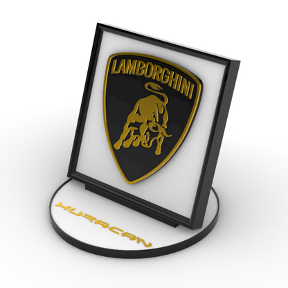 Quadro Lamborghini Huracan con Sfondo Texture e Piedistallo Removibile