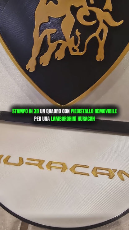 Quadro Lamborghini Huracan con Sfondo Texture e Piedistallo Removibile